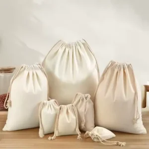 RTS Custom Cotton Drawstring Pouch Bag Organic Cotton Gift Jewelry Packaging Bag Eco-friendly Storage Gift Bag Cotton Drawstring